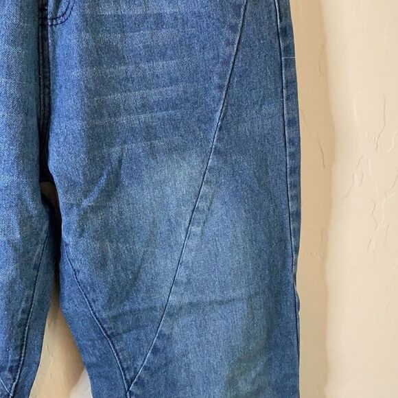 MISSLOOK elastic waist band denim pants diagonal front seam five pockets small - Picture 3 of 9